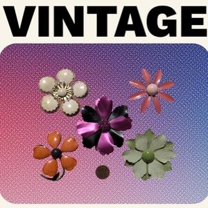 Floral Vintage Brooch Set Of 5 - Multicolor